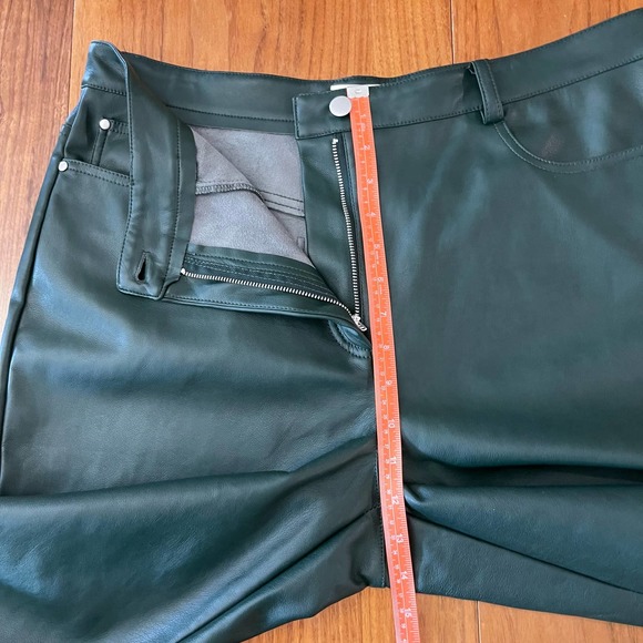 Anthropology Avec Les Filles Pants women’s sz XL trousers green Faux Leather EUC - Picture 7 of 9